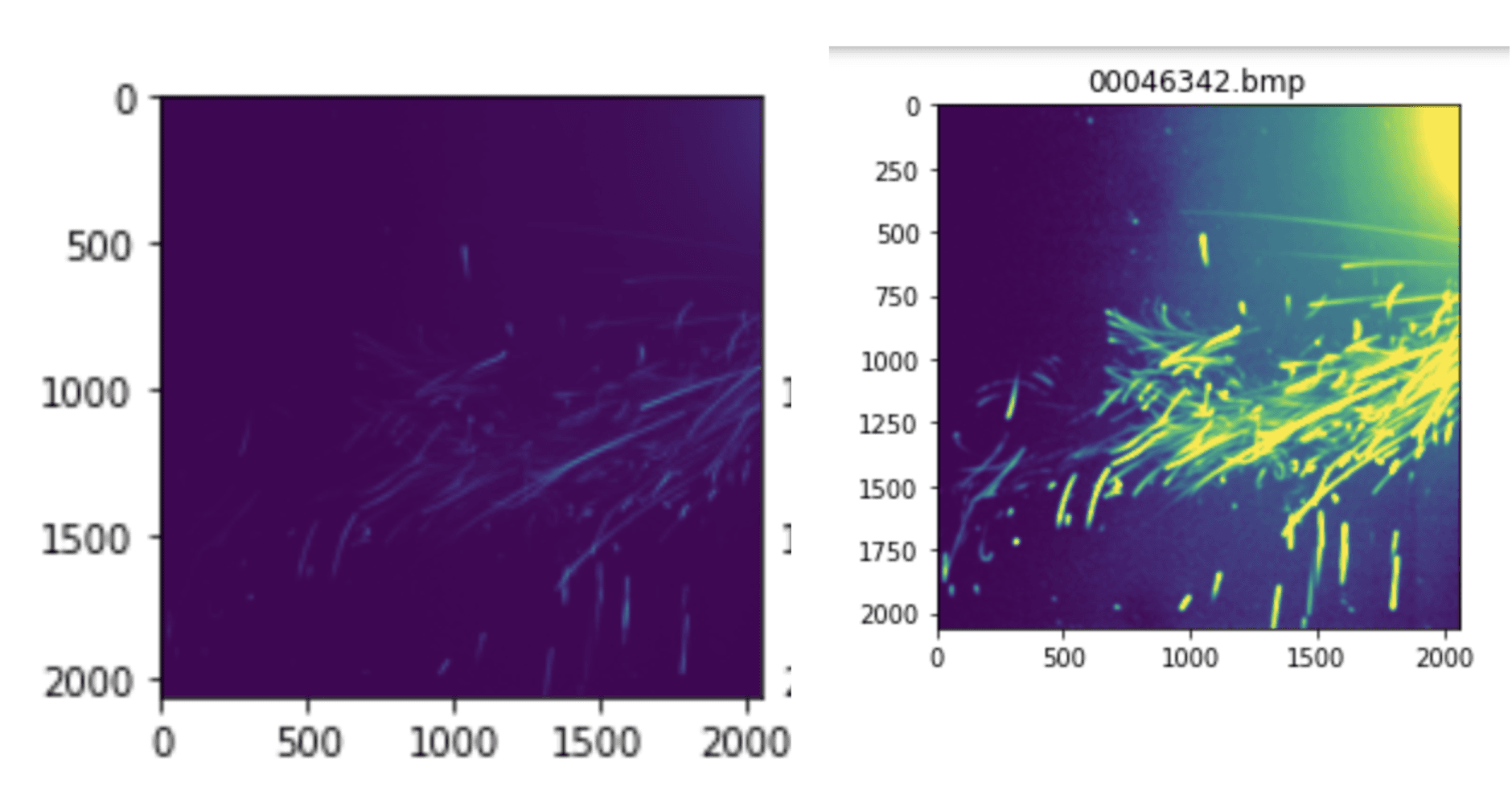 Two snapshots of the images that we were supposed to process
