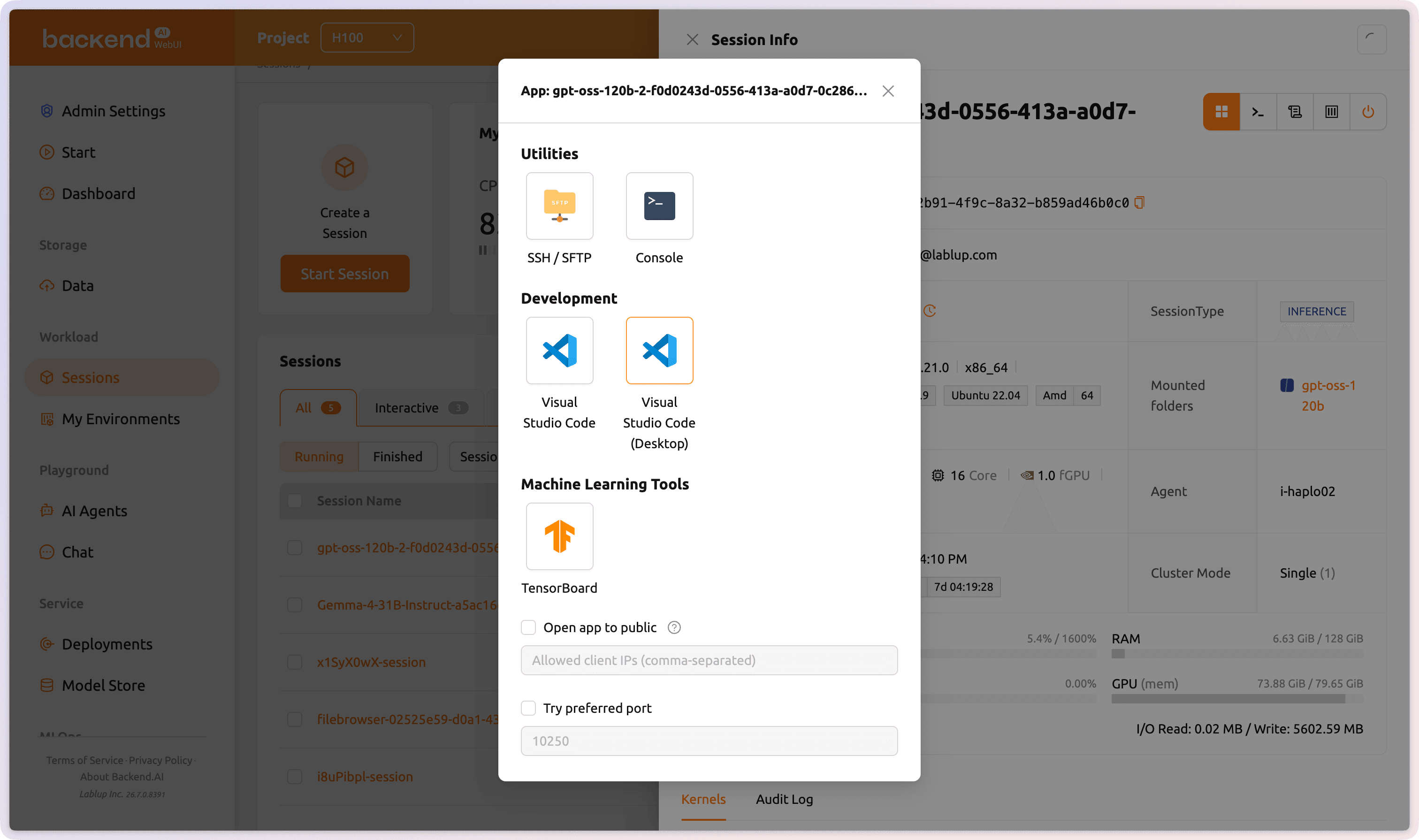Backend.AI Dialog that runs VS Code as extension.