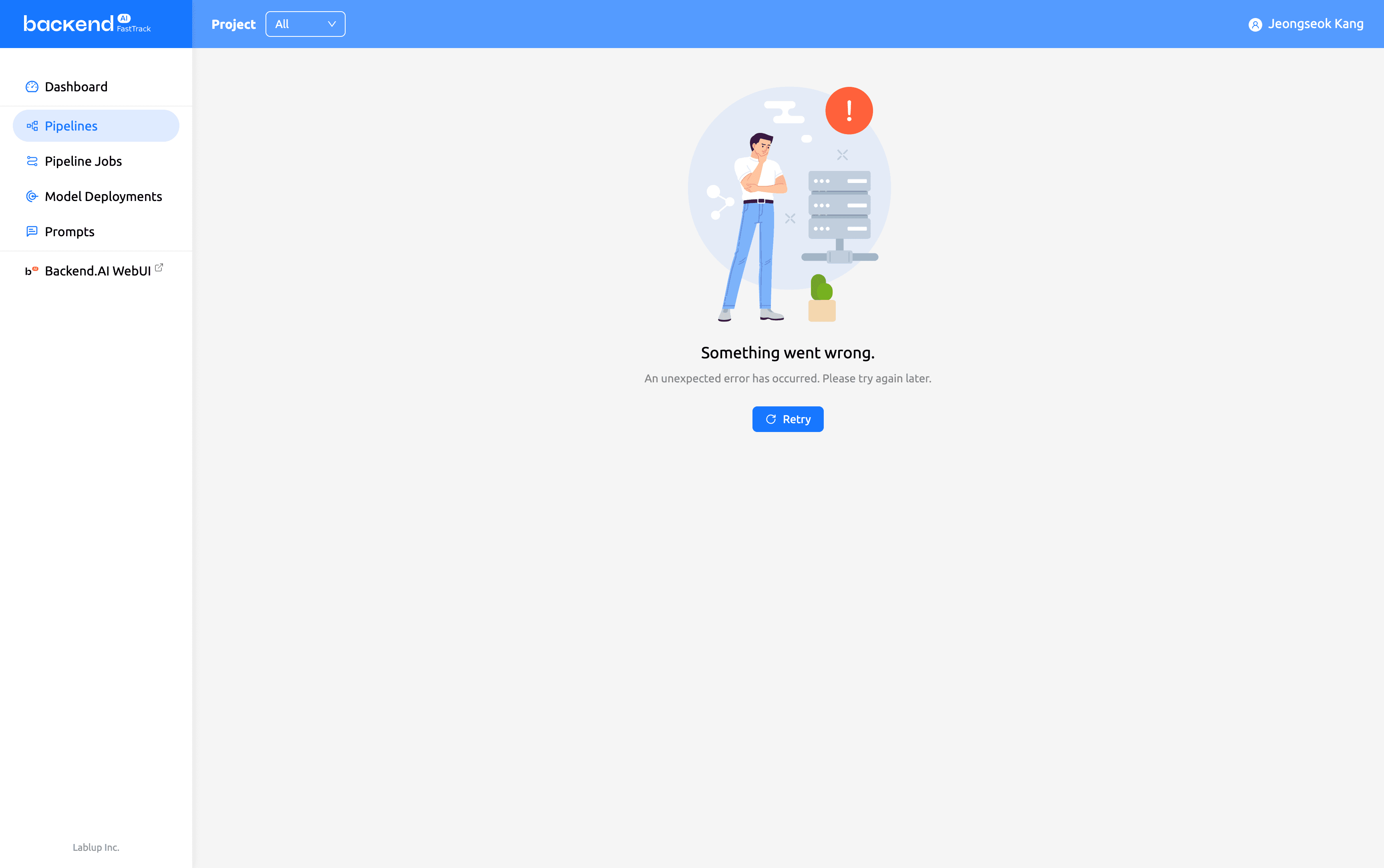 Navigation bar is alive while content page crashed