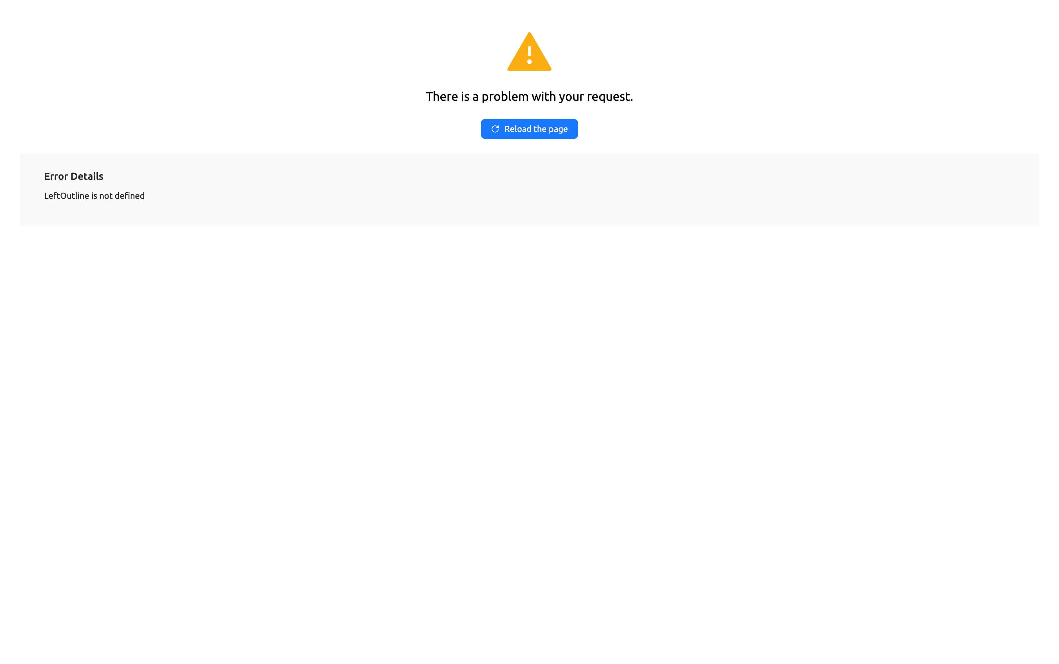 기존 버전에서 오류 발생 시 전체 페이지가 다운되는 화면