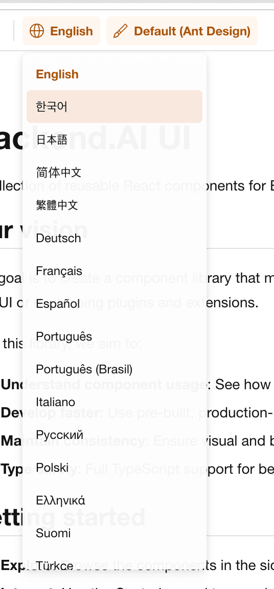 Storybook locale selector